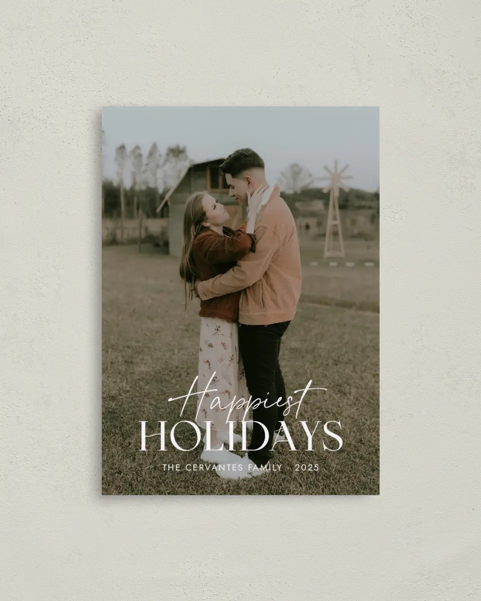 This is a 4" x 5.6" Christmas Card called Modern Merriment printed in full color on Premium Smooth paper
