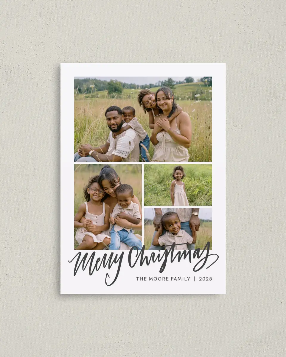 This is a 4" x 5.6" Christmas Card called Simple Joy printed in full color on Premium Smooth paper