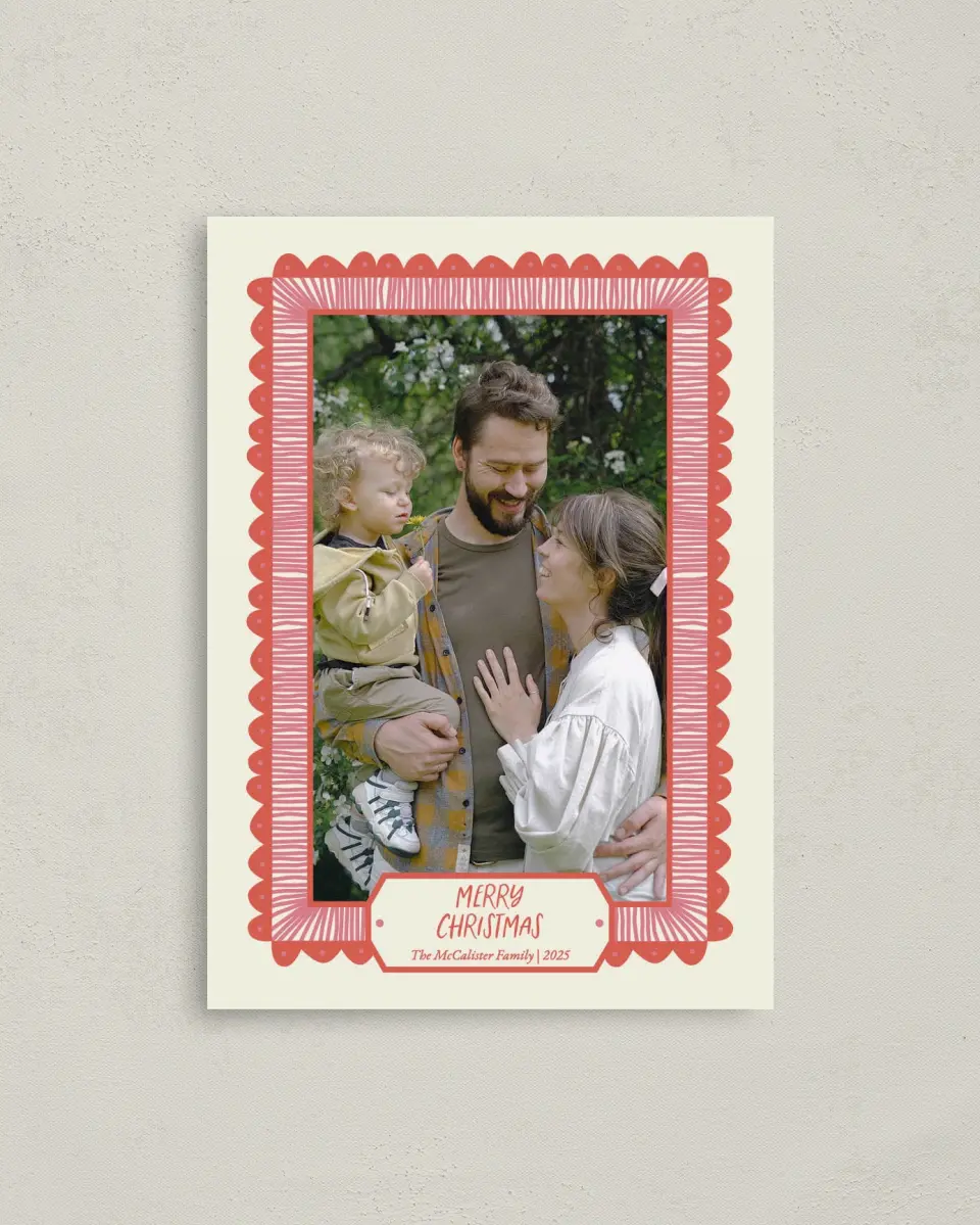 This is a 4" x 5.6" Christmas Card called Merry & Bright printed in full color on Premium Smooth paper