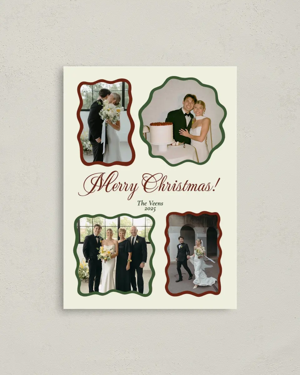 This is a 4" x 5.6" Christmas Card called Wavy Wonderland printed in full color on Premium Smooth paper