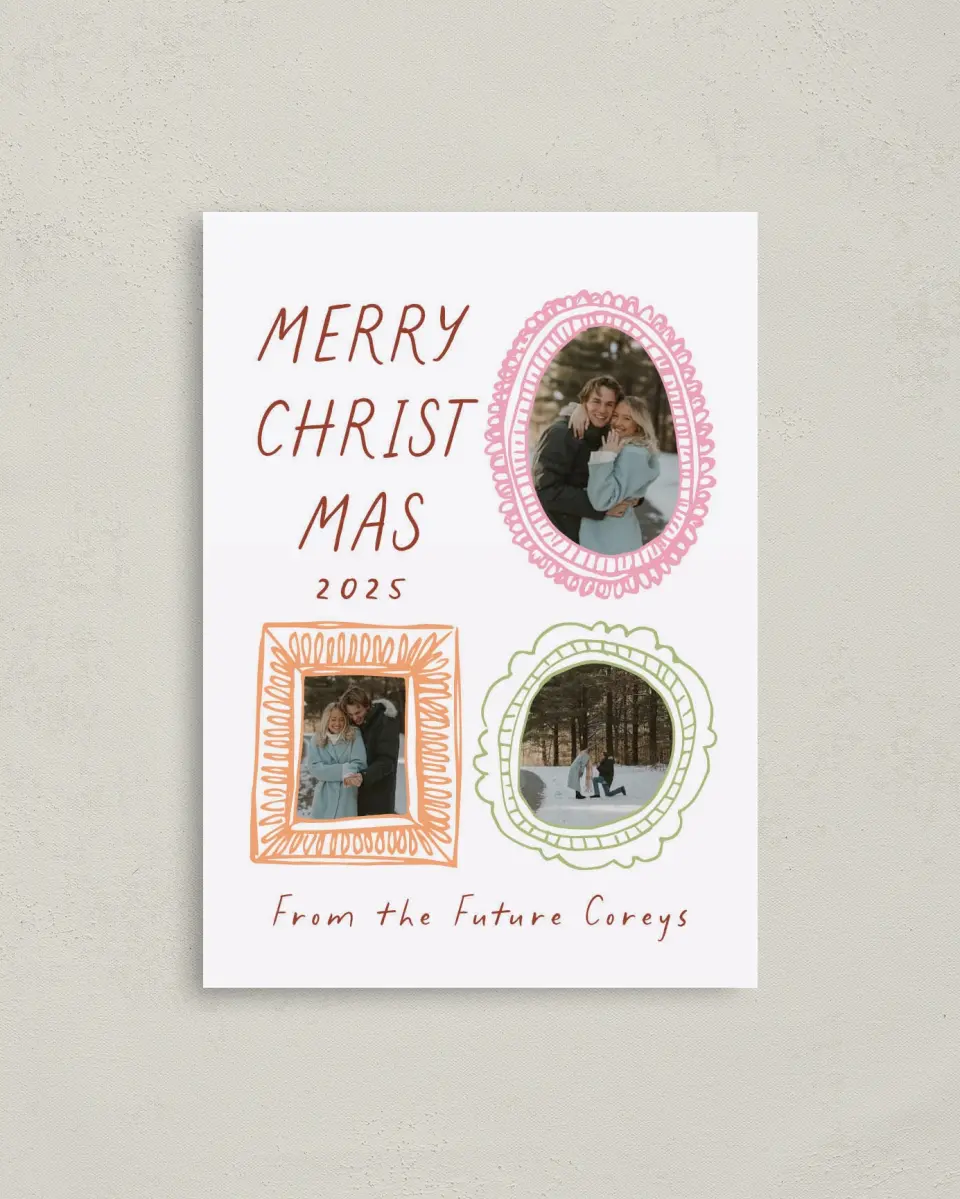 This is a 4" x 5.6" Christmas Card called Joyful Beginnings printed in full color on Premium Smooth paper