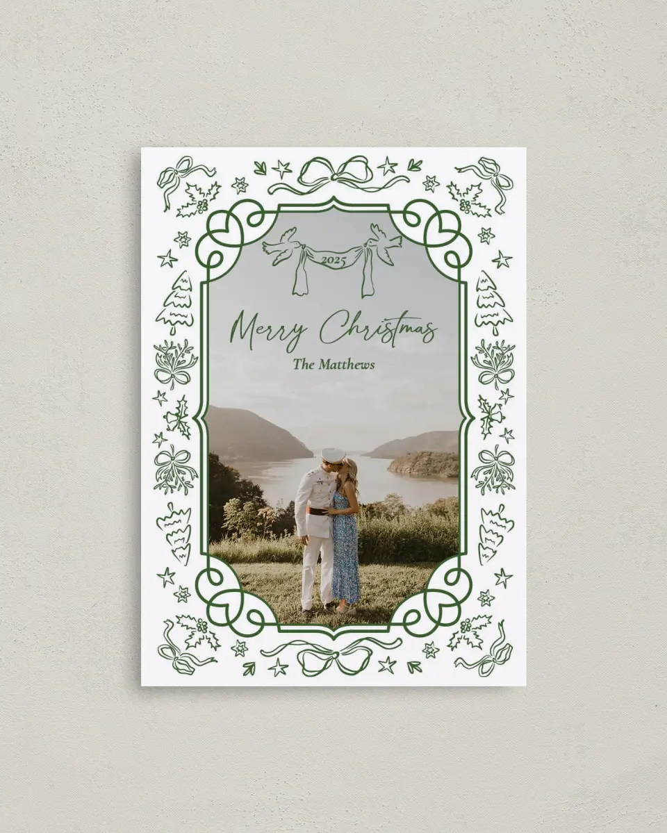 This is a 4" x 5.6" Christmas Card called Whimsy & Wonder printed in full color on Premium Smooth paper