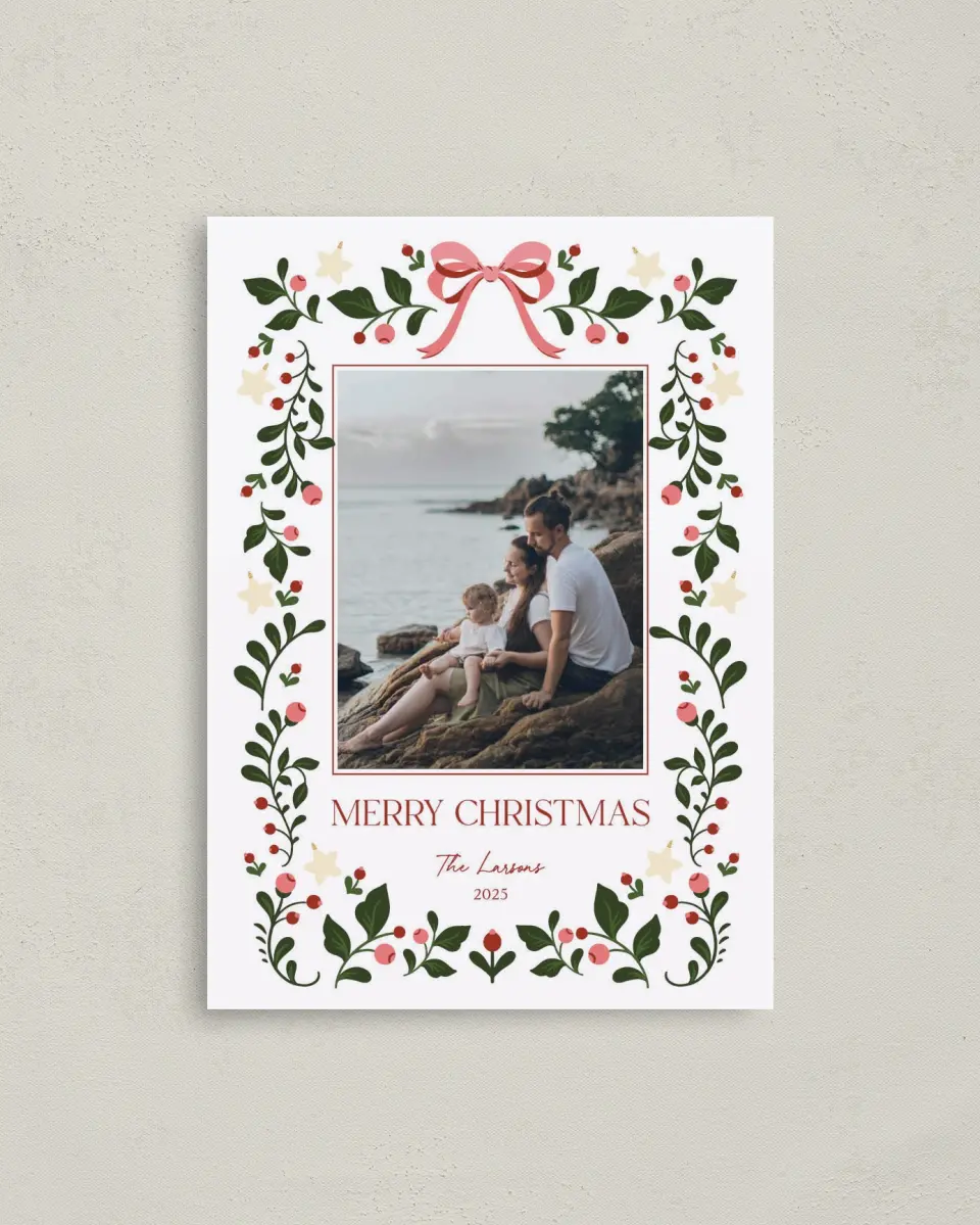 This is a 4" x 5.6" Christmas Card called Holly Jolly Love! printed in full color on Premium Smooth paper