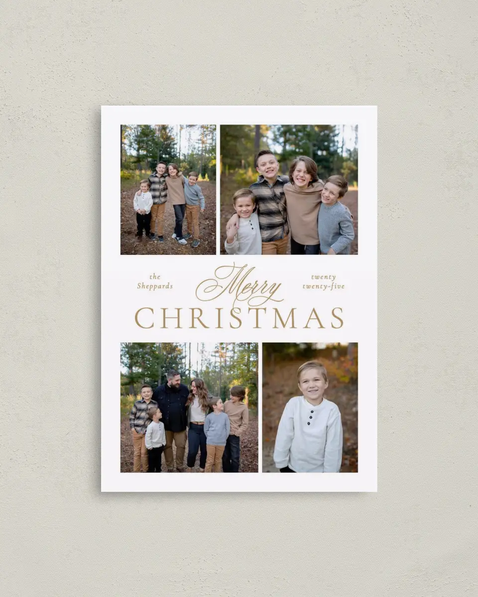This is a 4" x 5.6" Christmas Card called Classy Christmas printed in full color on Premium Smooth paper