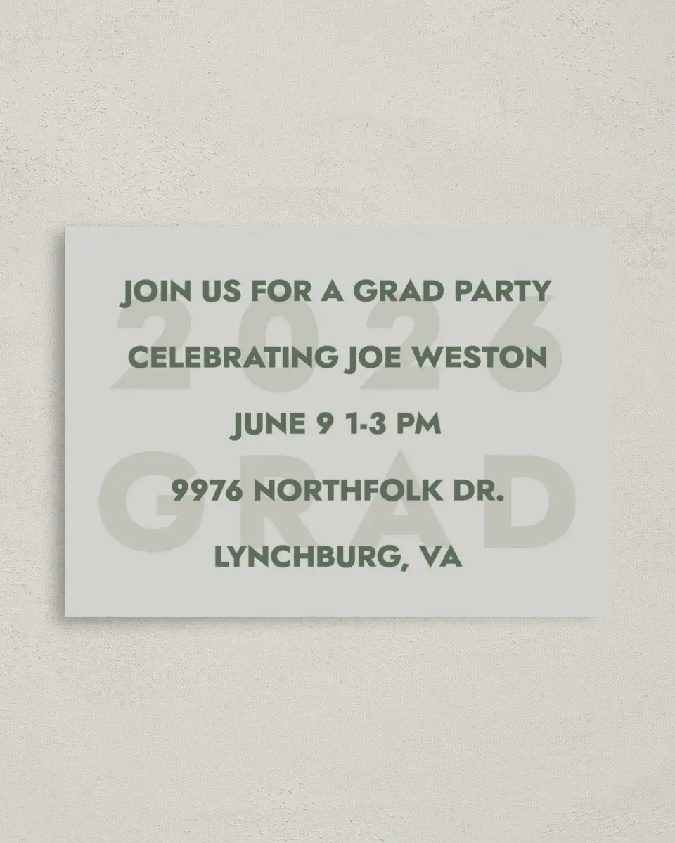 This is a 4" x 5.6" Graduation Announcement Postcard called Celebrating the Grad printed in full color with Rose Gold foil on Soft Touch Finish paper