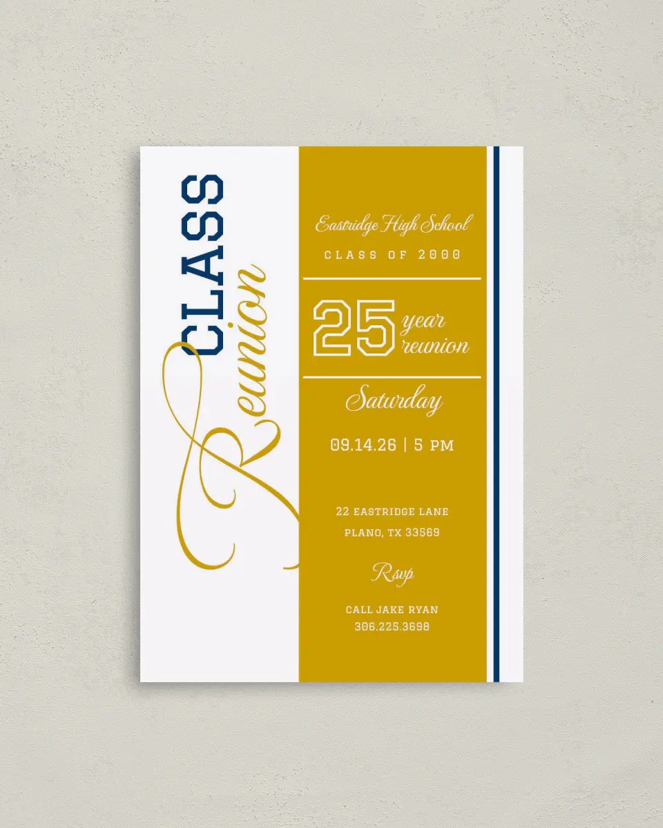 This is a 4" x 5.6" Class Reunion called Elegant Connection printed in full color on Soft Touch Finish paper