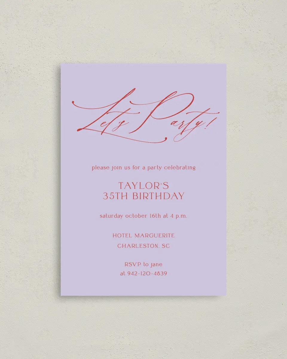 This is a 4" x 5.6" Birthday Party Invitation called Make a Wish printed in full color on Soft Touch Finish paper