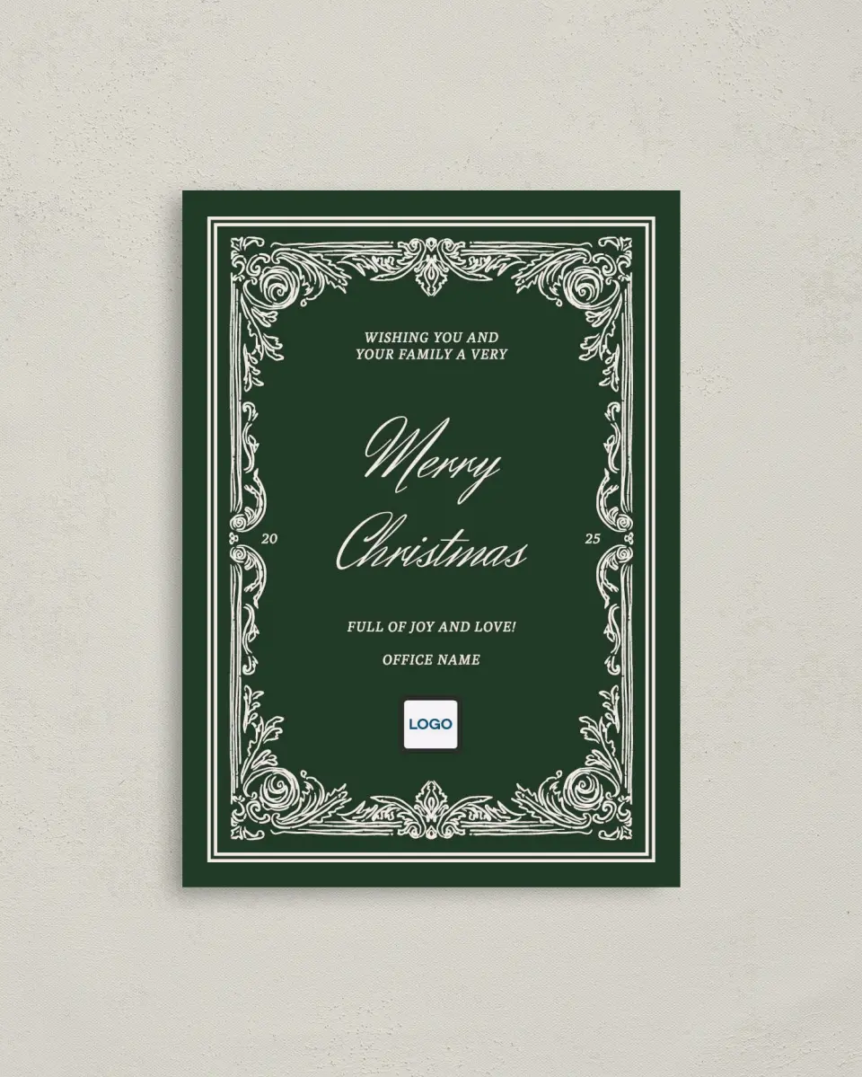 This is a 4" x 5.6" Christmas Card called Very Merry printed in full color on Premium Smooth paper