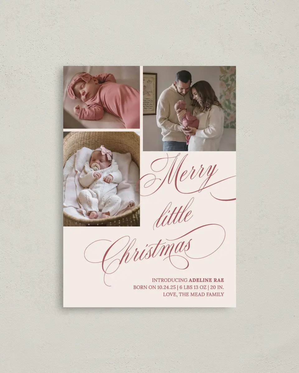 This is a 4" x 5.6" Christmas Card called Simple Little Blessing printed in full color on Premium Smooth paper