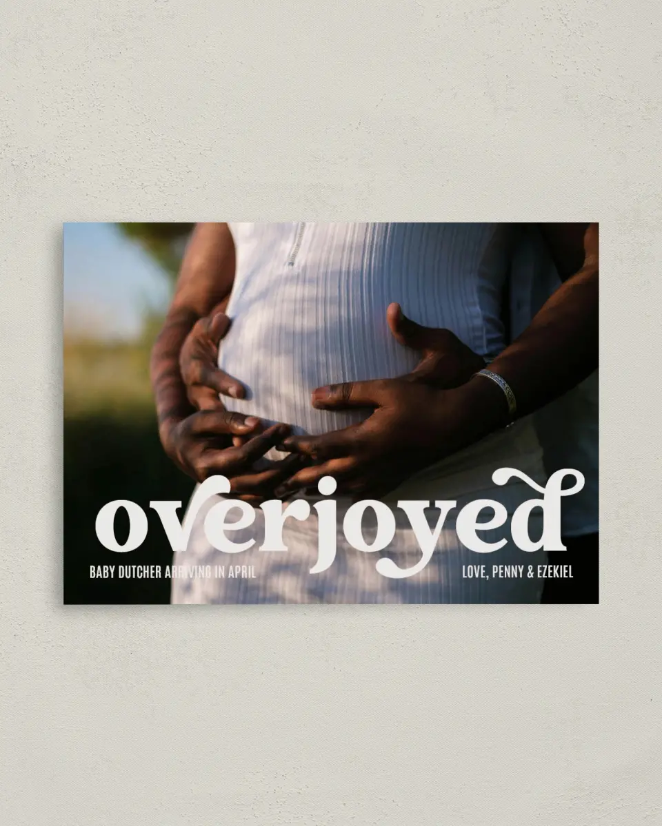 This is a 4" x 5.6" Christmas Card called Overjoyed printed in full color on Premium Smooth paper