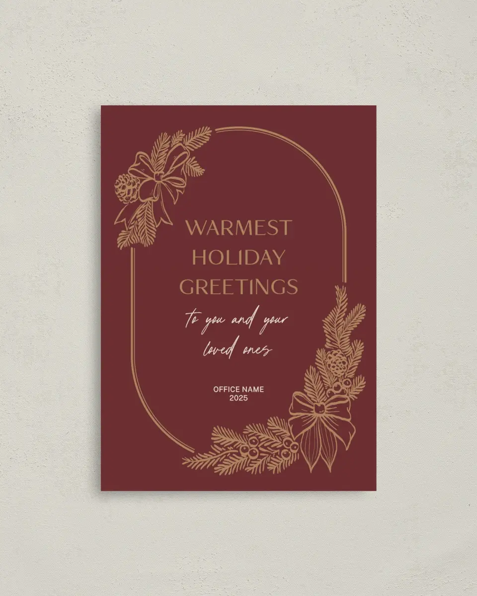 This is a 4" x 5.6" Christmas Card called Warm Greetings printed in full color on Premium Smooth paper