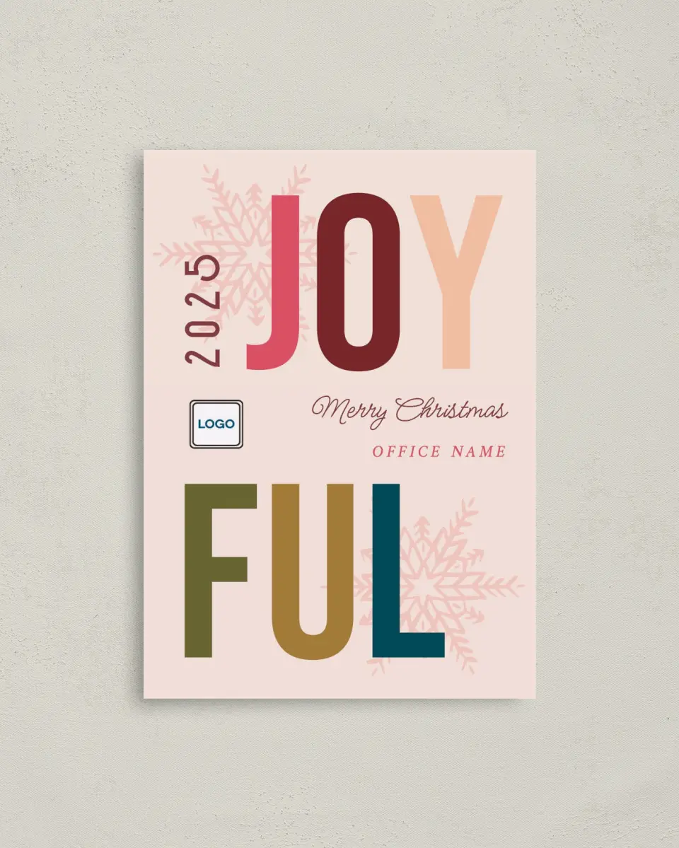 This is a 4" x 5.6" Christmas Card called Joful Exchange printed in full color on Premium Smooth paper