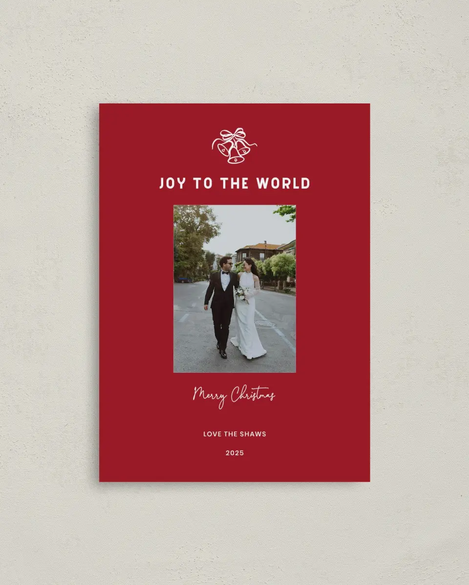 This is a 4" x 5.6" Christmas Card called Merry Bells printed in full color on Premium Smooth paper
