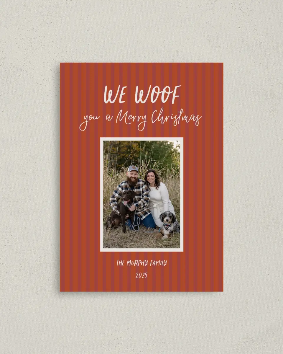 This is a 4" x 5.6" Christmas Card called Pet Cheer printed in full color on Premium Smooth paper