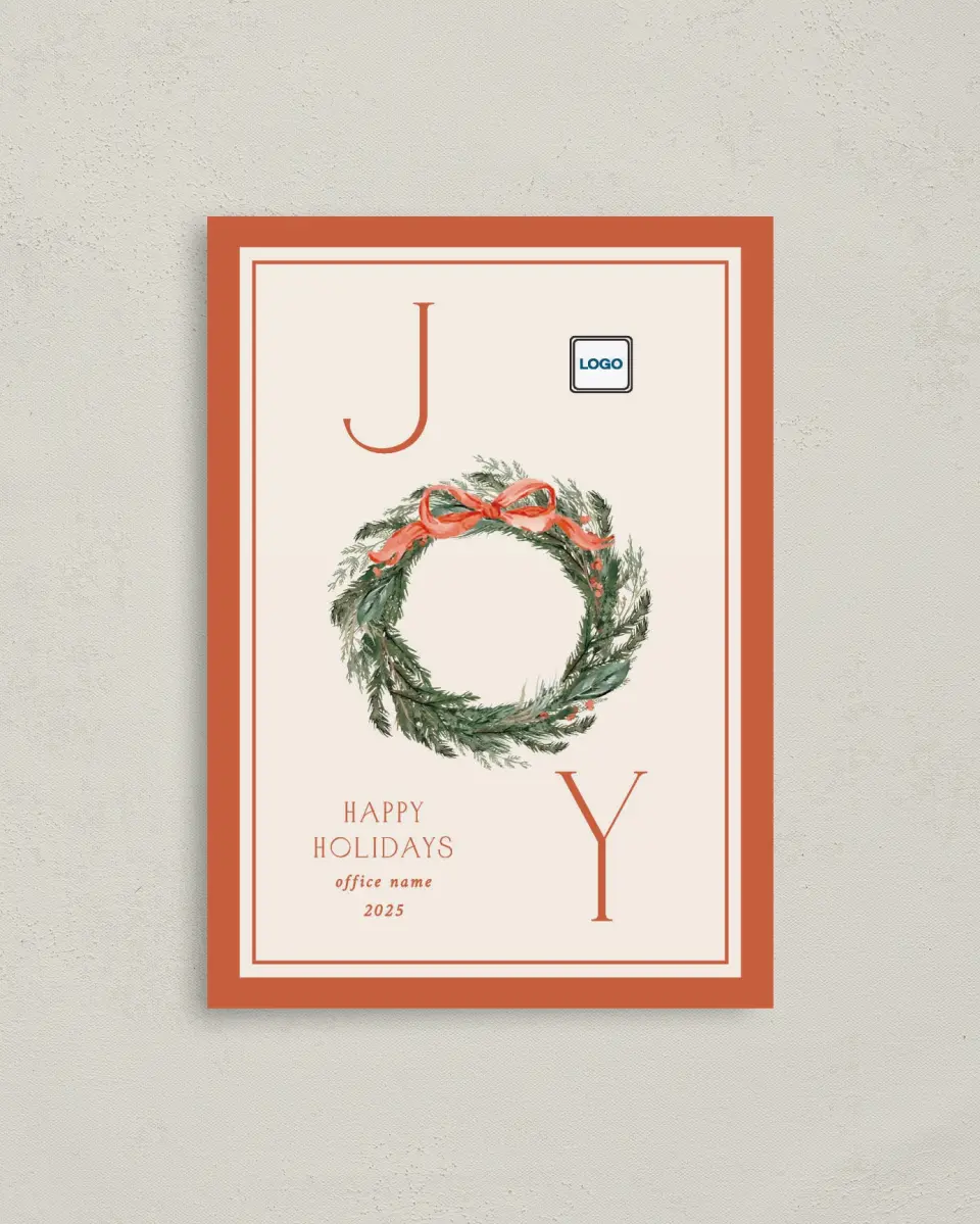 This is a 4" x 5.6" Christmas Card called Merry Wreath printed in full color on Premium Smooth paper