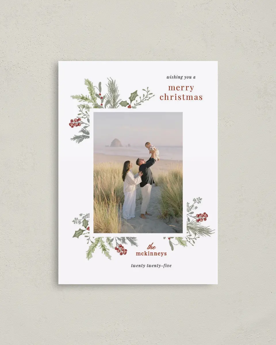 This is a 4" x 5.6" Christmas Card called Simply Joyful printed in full color on Premium Smooth paper