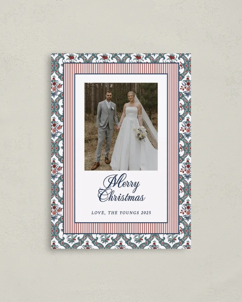 This is a 4" x 5.6" Christmas Card called Winter Romance printed in full color on Premium Smooth paper