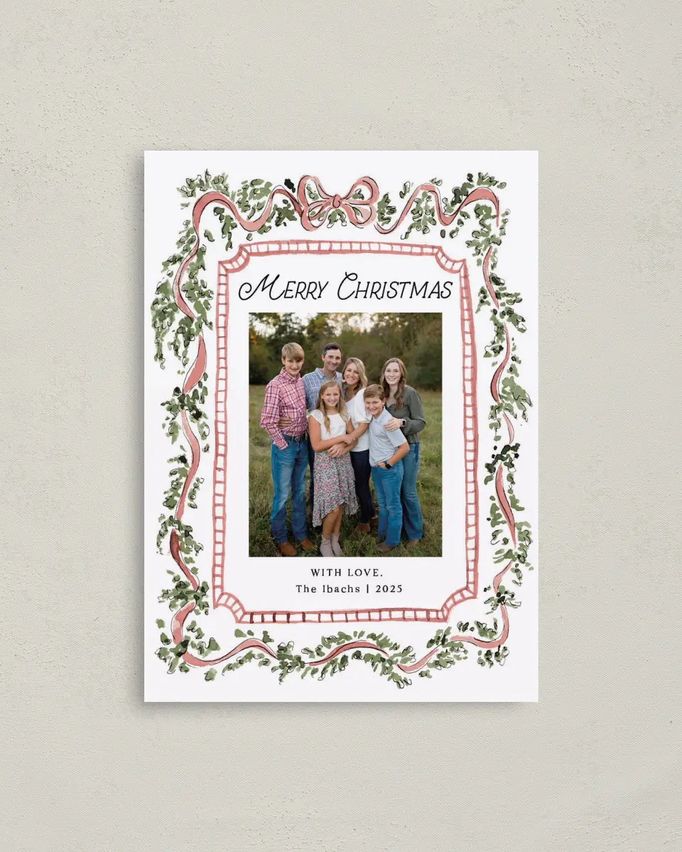 This is a 4" x 5.6" Christmas Card called Merry & Matched printed in full color on Premium Smooth paper