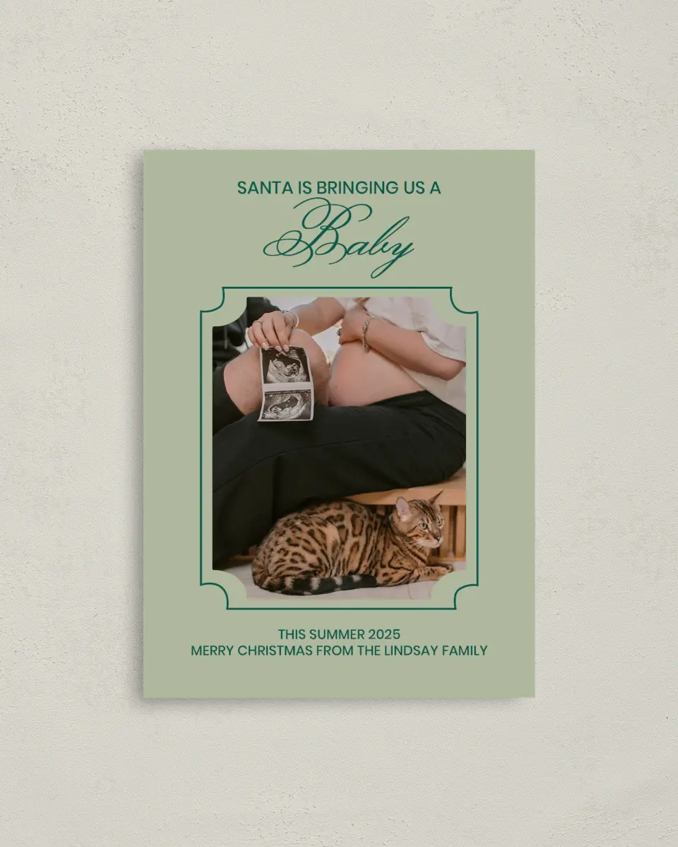 This is a 4" x 5.6" Christmas Card called Snuggles & Snowflakes printed in full color on Premium Smooth paper