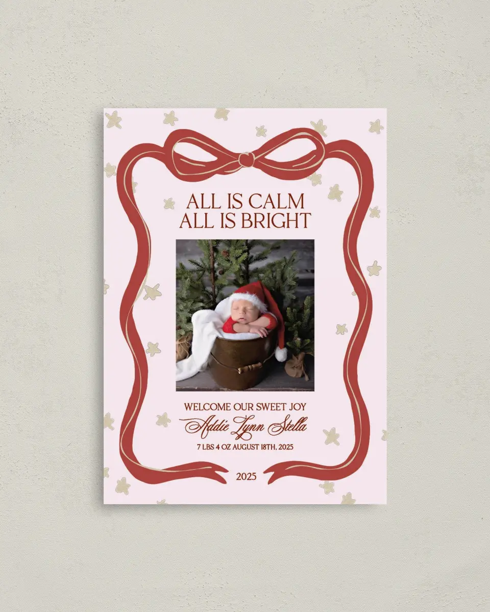 This is a 4" x 5.6" Christmas Card called All is Bright printed in full color on Premium Smooth paper