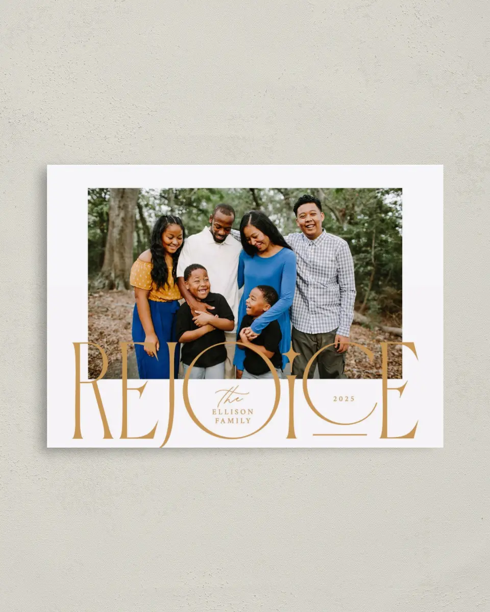 This is a 4" x 5.6" Christmas Card called Rejoicing Together printed in full color on Premium Smooth paper