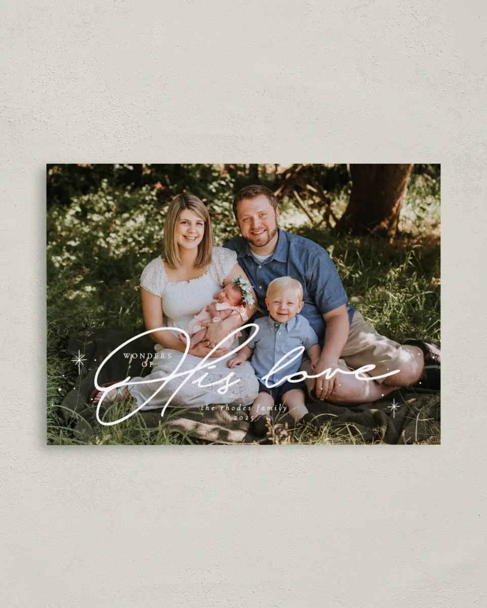 This is a 4" x 5.6" Christmas Card called Radiant Wonder printed in full color on Premium Smooth paper