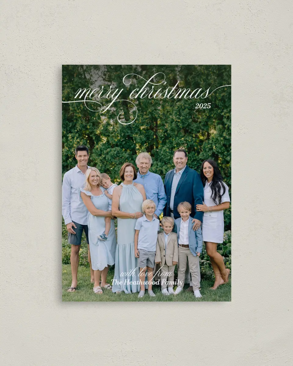 This is a 4" x 5.6" Christmas Card called Classic Christmas printed in full color on Premium Smooth paper
