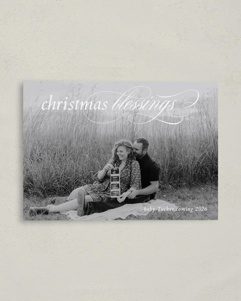 This is a 4" x 5.6" Christmas Card called Our Christmas Blessing printed in full color on Premium Smooth paper
