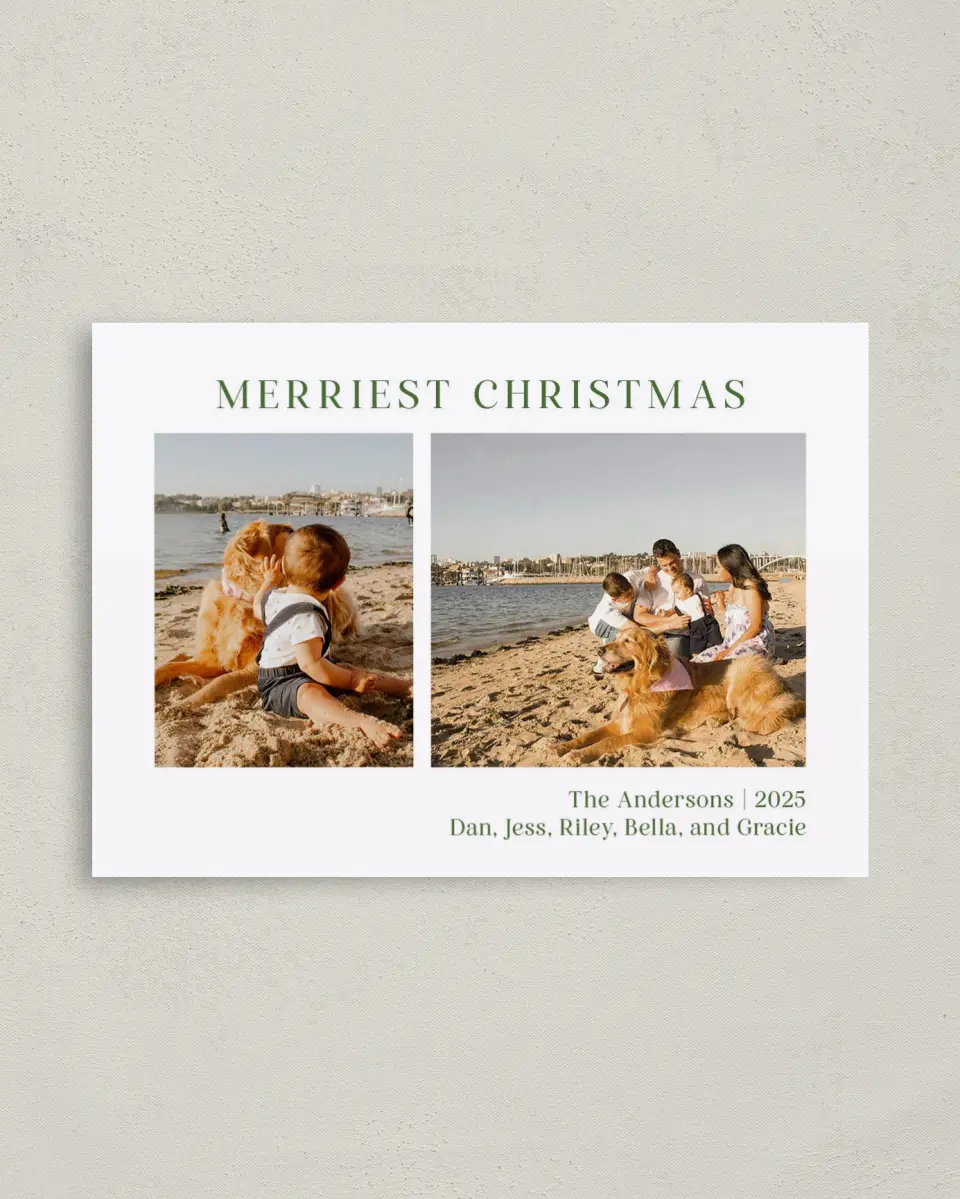 This is a 4" x 5.6" Christmas Card called Glad Tidings printed in full color on Premium Smooth paper