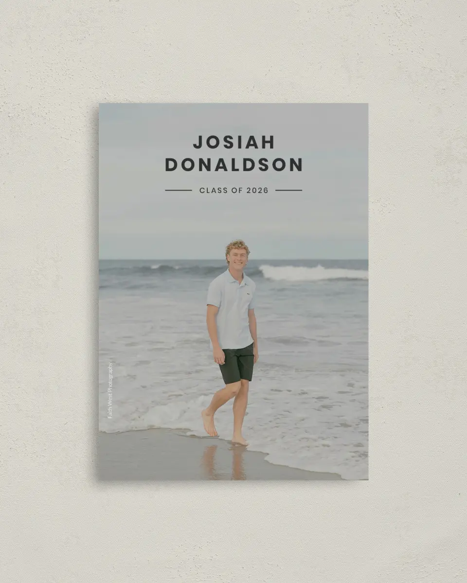 This is a 4" x 5.6" Graduation Announcement Postcard called Simple Stroll printed in full color on Soft Touch Finish paper
