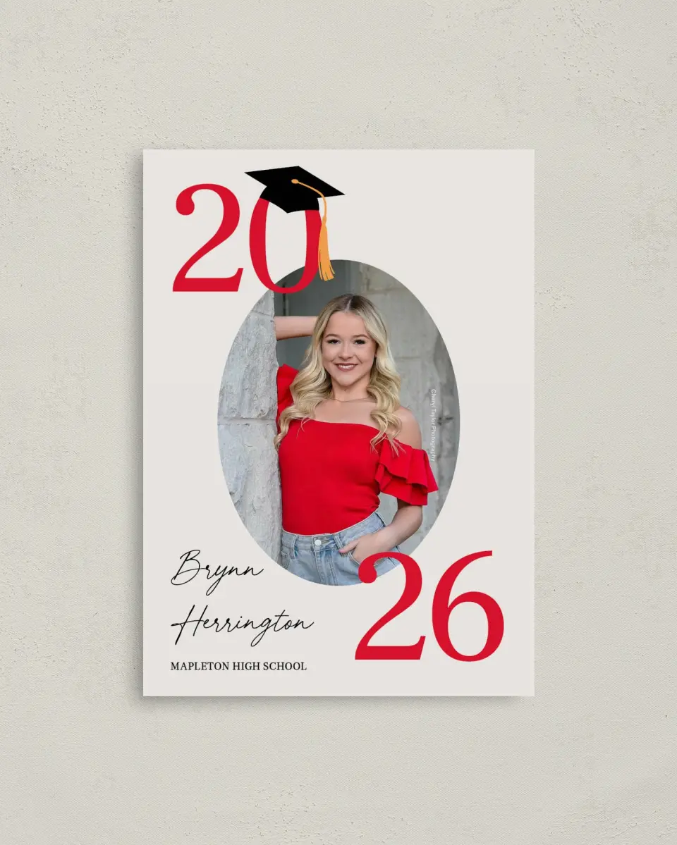 This is a 4" x 5.6" Graduation Announcement Postcard called True Success printed in full color on Soft Touch Finish paper