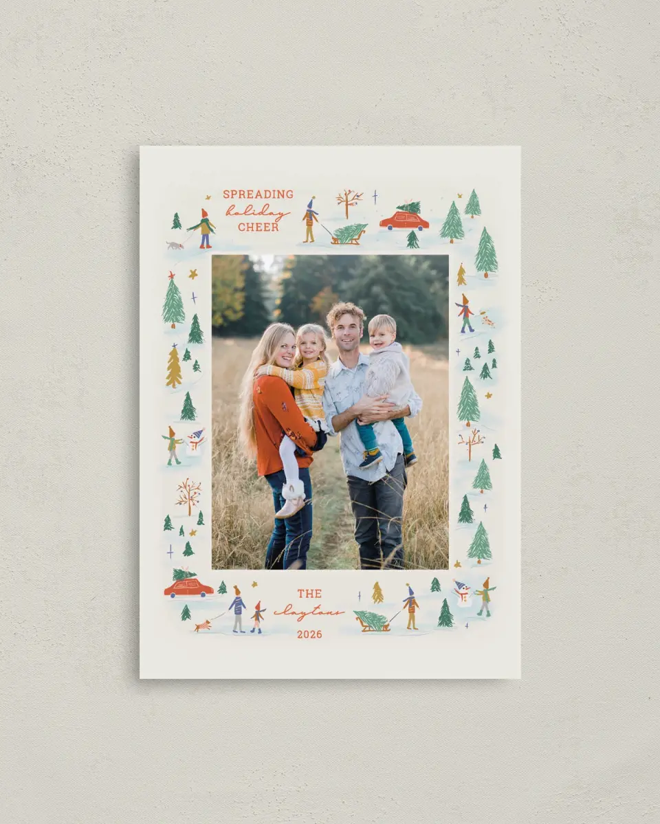This is a 4" x 5.6" Christmas Card called Festive Fun printed in full color on Premium Smooth paper