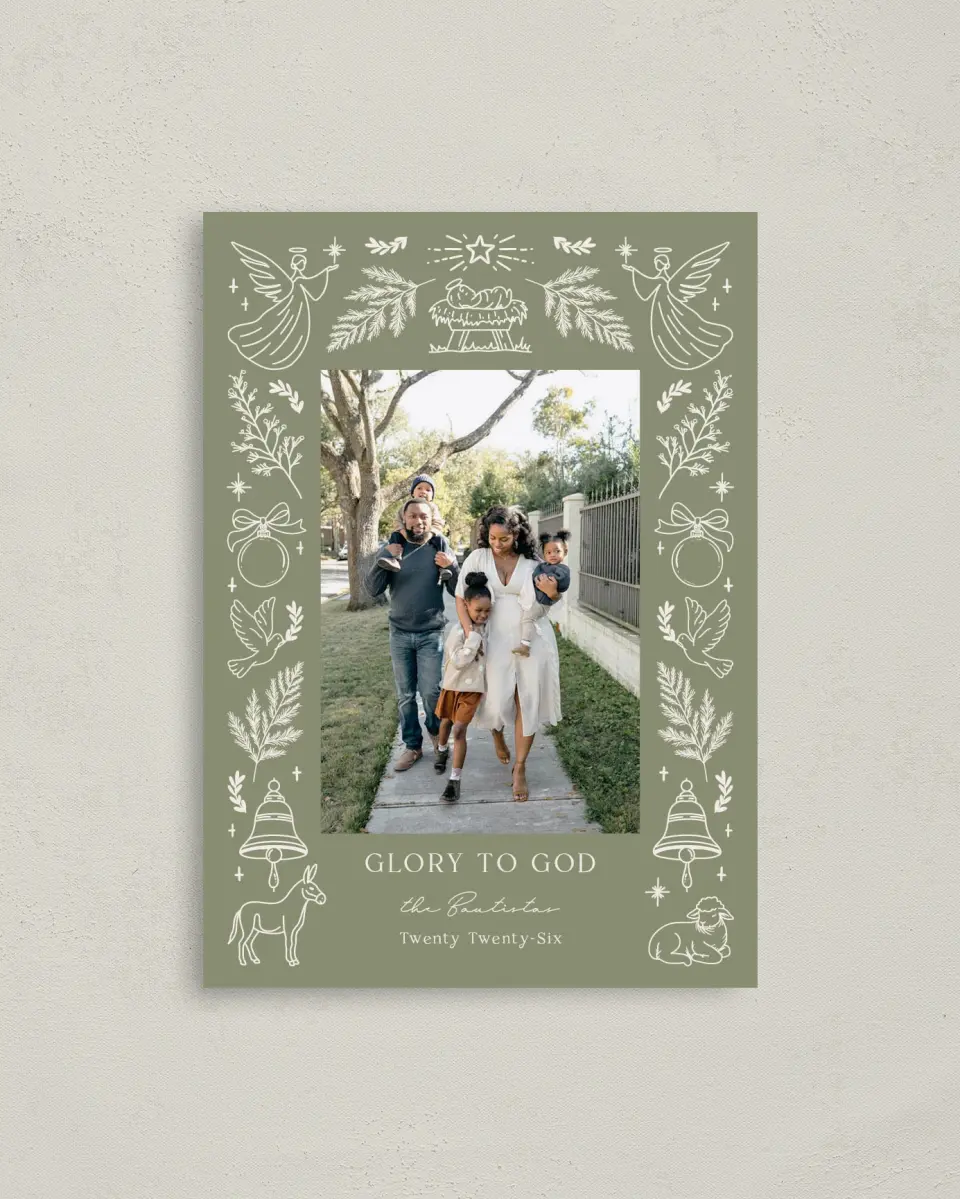 This is a 4" x 5.6" Christmas Card called Love Came Down printed in full color on Premium Smooth paper