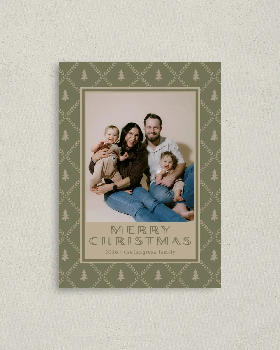 This is a 4" x 5.6" Christmas Card called Trees on Trees printed in full color on Premium Smooth paper