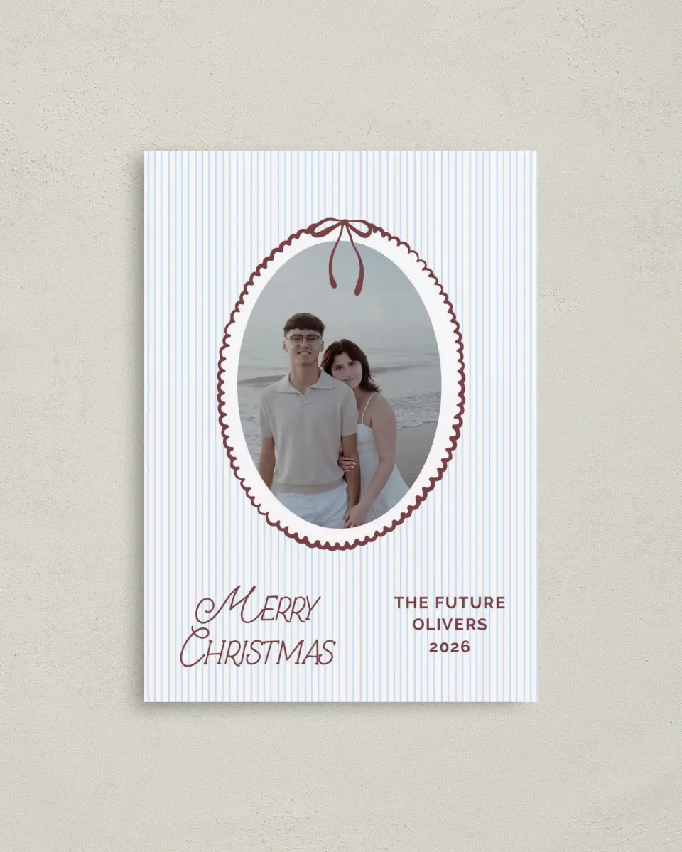This is a 4" x 5.6" Christmas Card called Vintage Holiday printed in full color on Premium Smooth paper