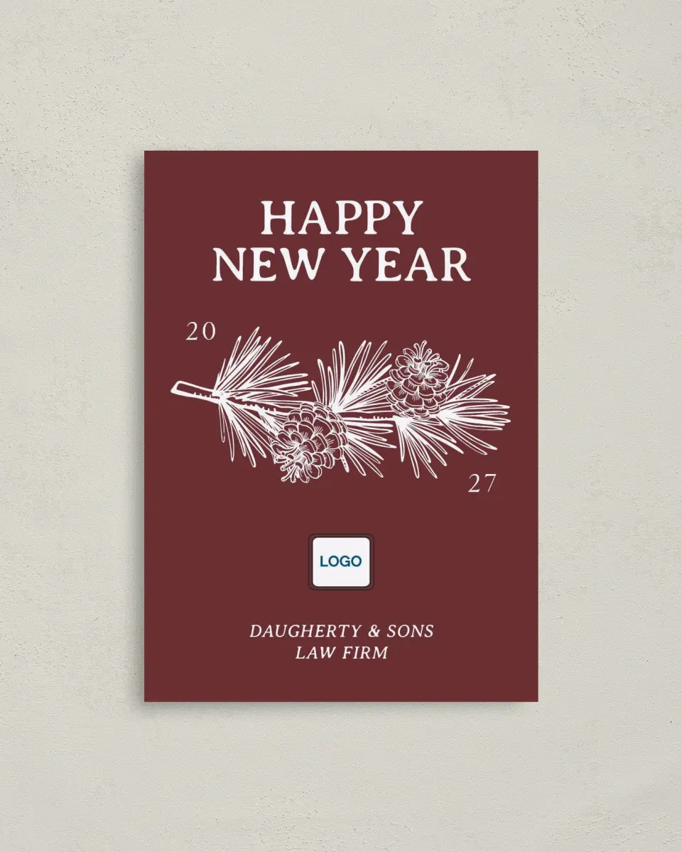 This is a 4" x 5.6" Christmas Card called Professional Pine printed in full color on Premium Smooth paper