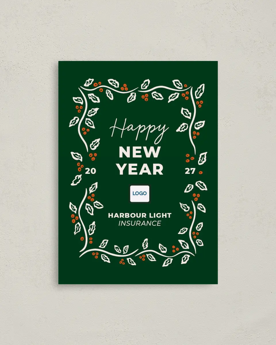 This is a 4" x 5.6" Christmas Card called Corporate Celebration printed in full color on Premium Smooth paper