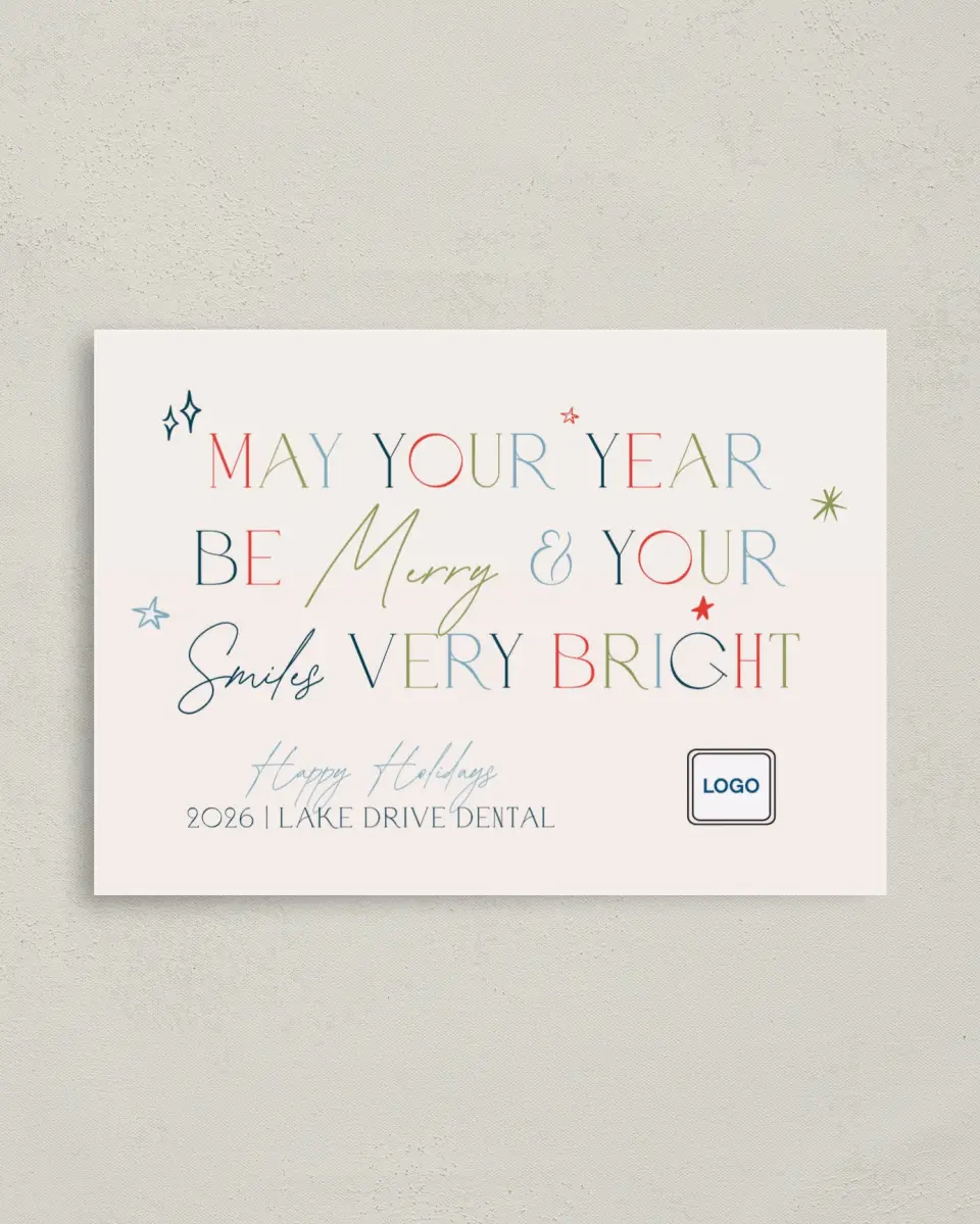 This is a 4" x 5.6" Christmas Card called Bright Smiles printed in full color on Premium Smooth paper