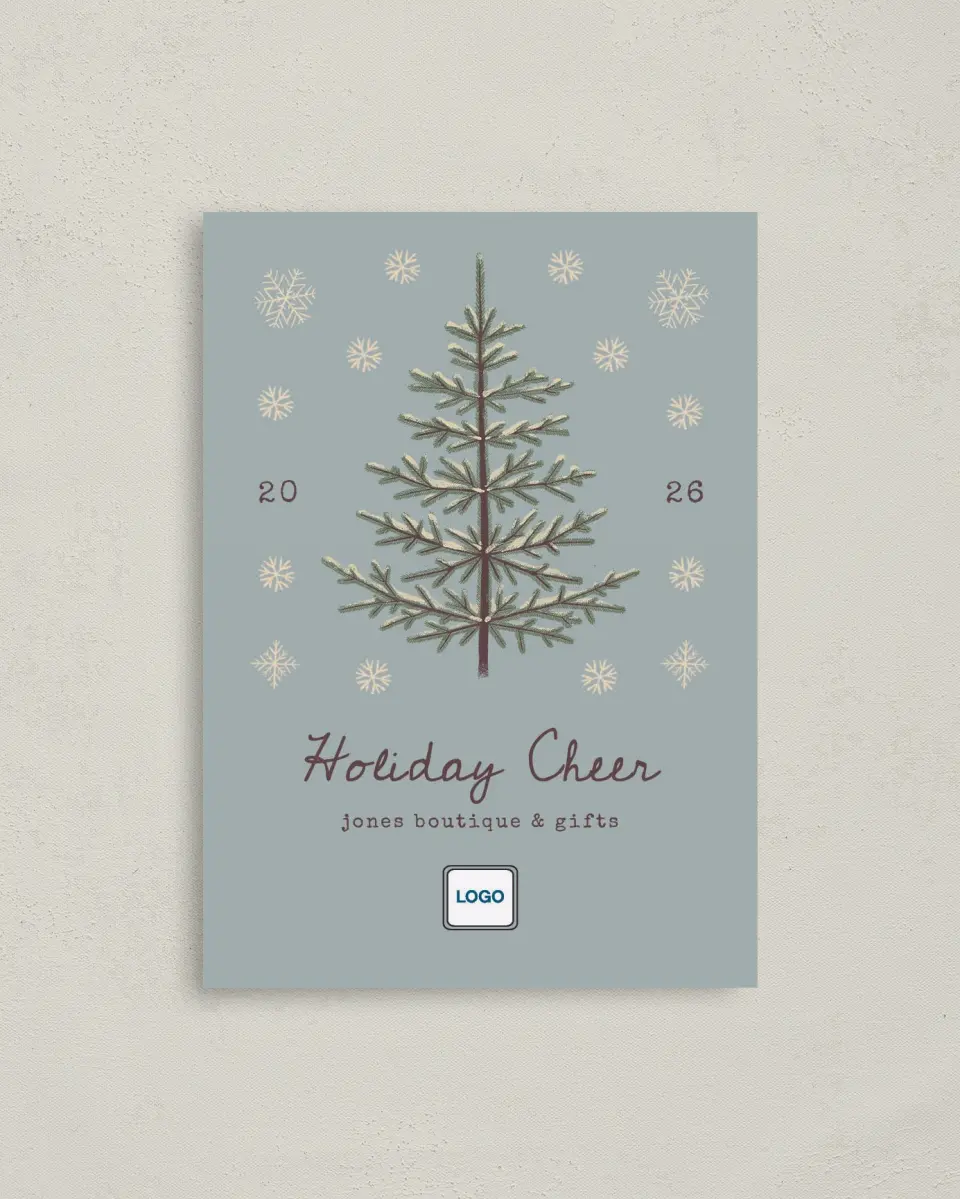 This is a 4" x 5.6" Christmas Card called Sophisticated Snow printed in full color on Premium Smooth paper