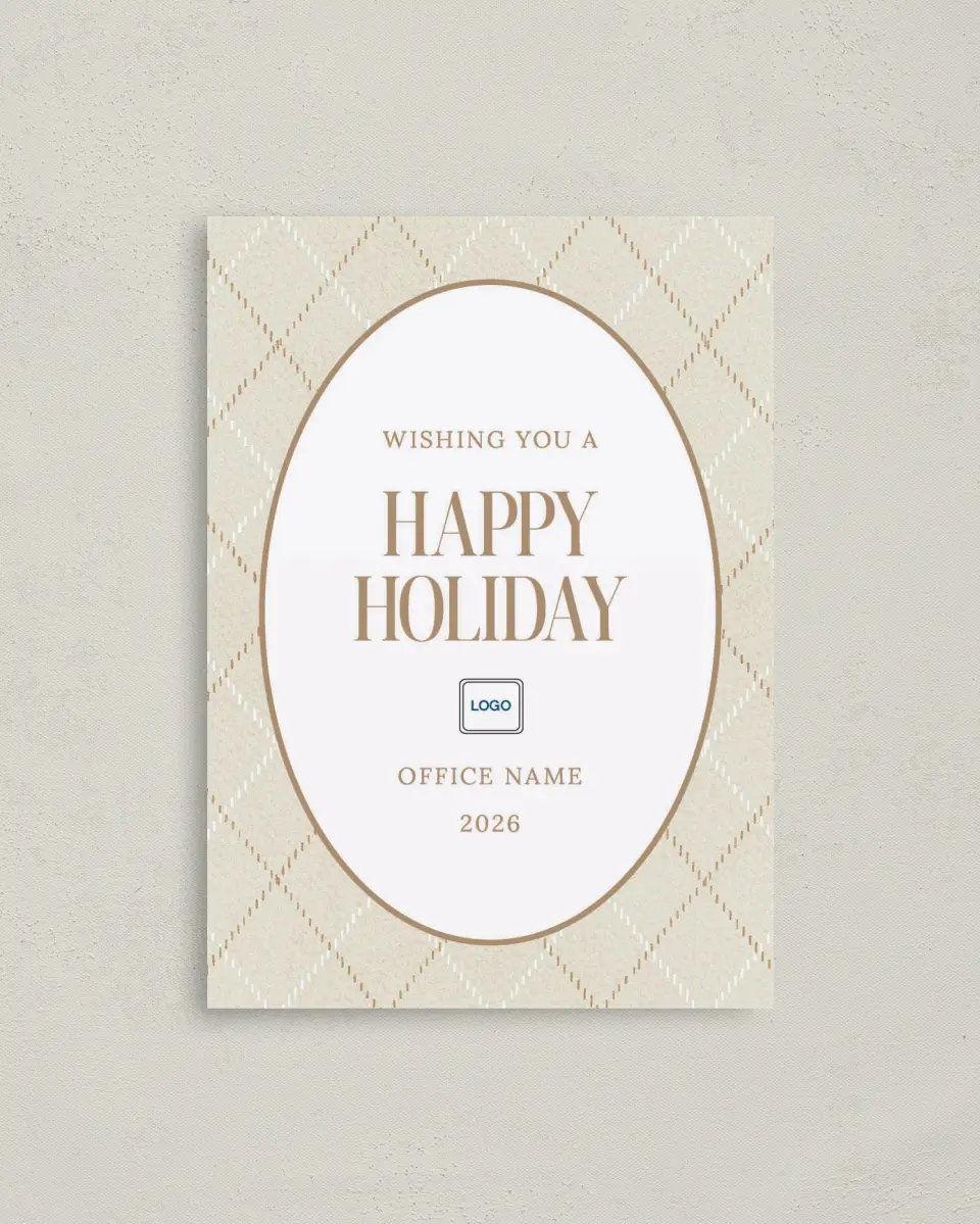 This is a 4" x 5.6" Christmas Card called Plaid Pattern printed in full color on Premium Smooth paper