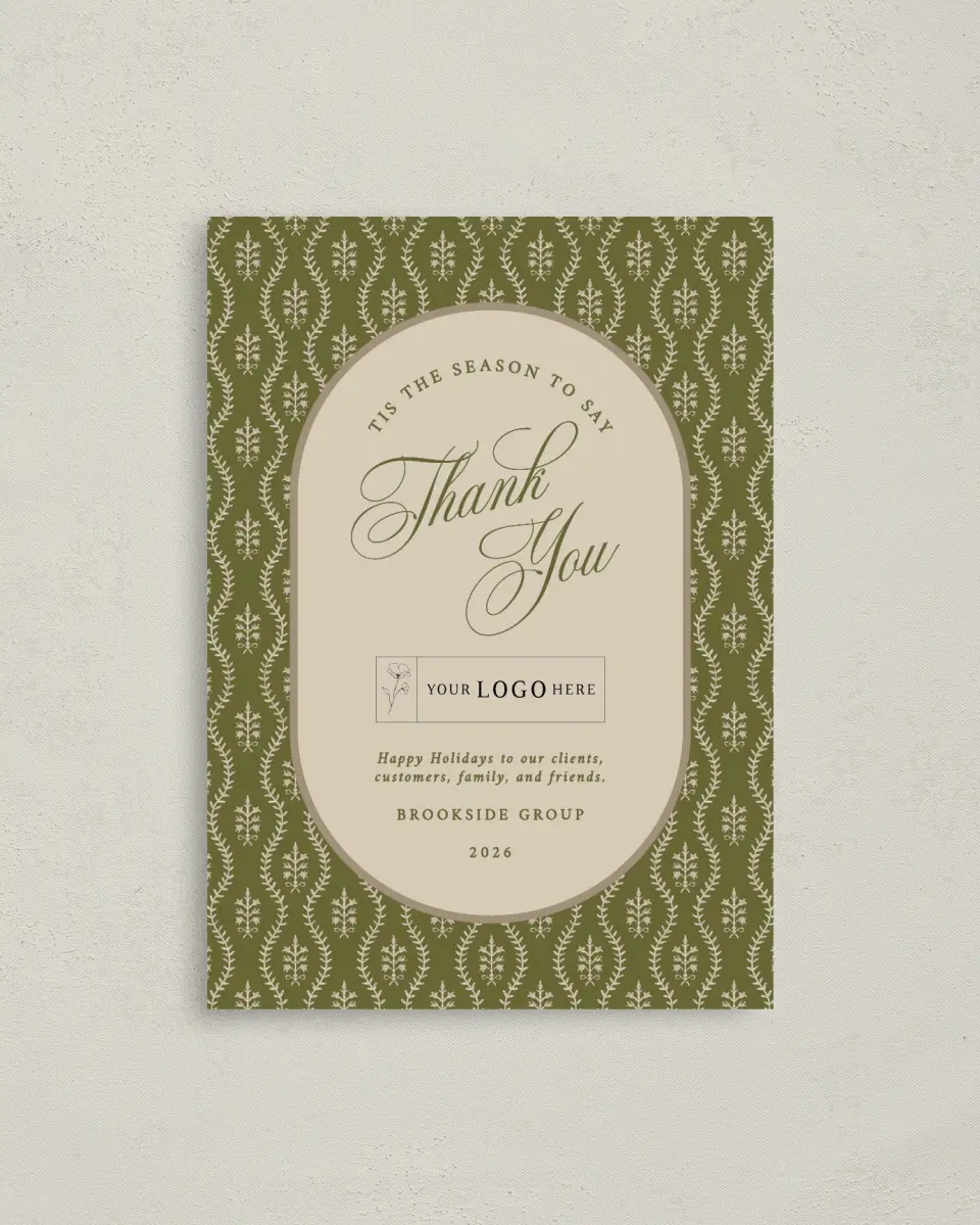 This is a 4" x 5.6" Christmas Card called Grateful Season printed in full color on Premium Smooth paper