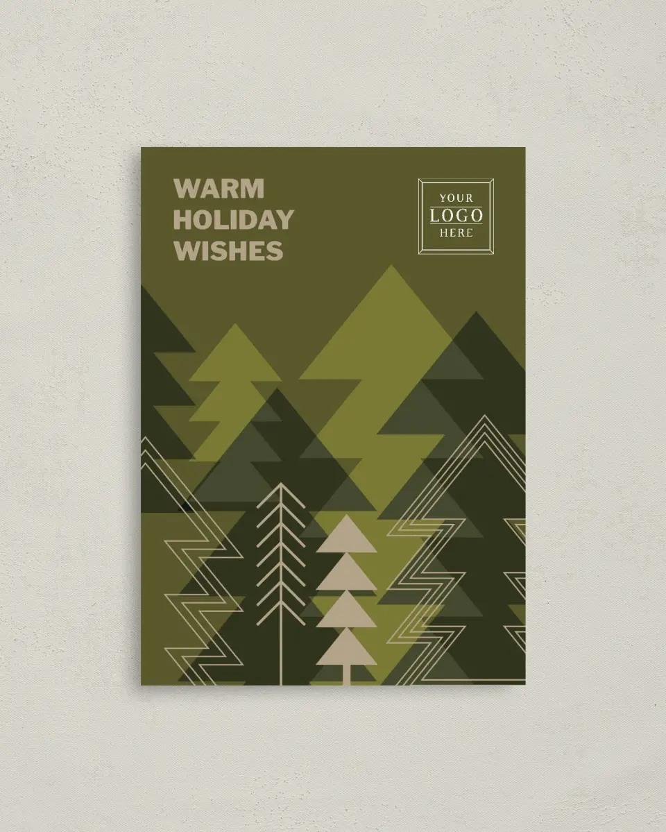 This is a 4" x 5.6" Christmas Card called Evergreen Angles printed in full color on Premium Smooth paper