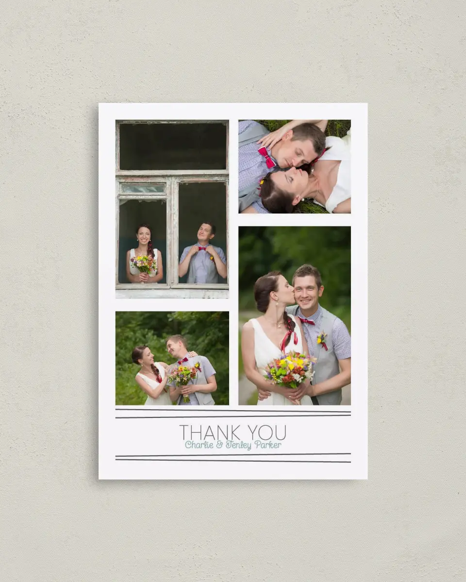 This is a 4" x 5.6" Thank You Postcard called Forever Mine printed in full color on Soft Touch Finish paper