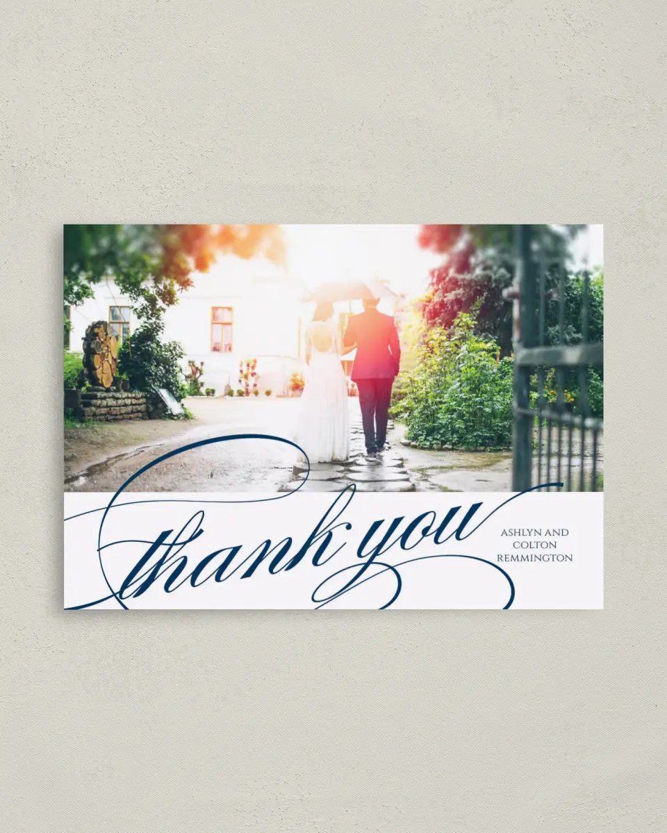 This is a 4" x 5.6" Thank You Postcard called Glam District printed in full color on Soft Touch Finish paper