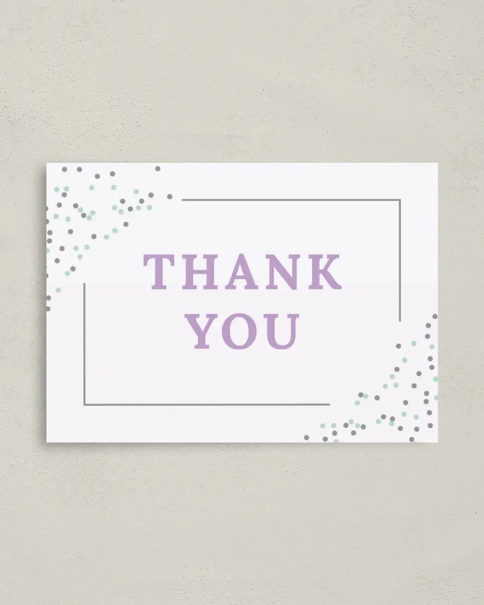 This is a 4" x 5.6" Bridal Shower Invitation called Lovely Sprinkles printed in full color with Silver foil on Soft Touch Finish paper