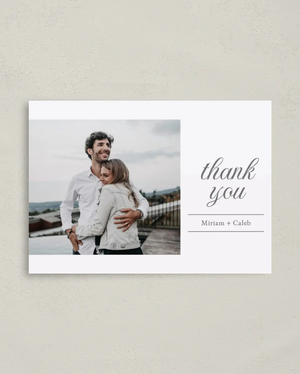 This is a 4" x 5.6" Thank You Postcard called Classic Devotion printed in full color on Soft Touch Finish paper
