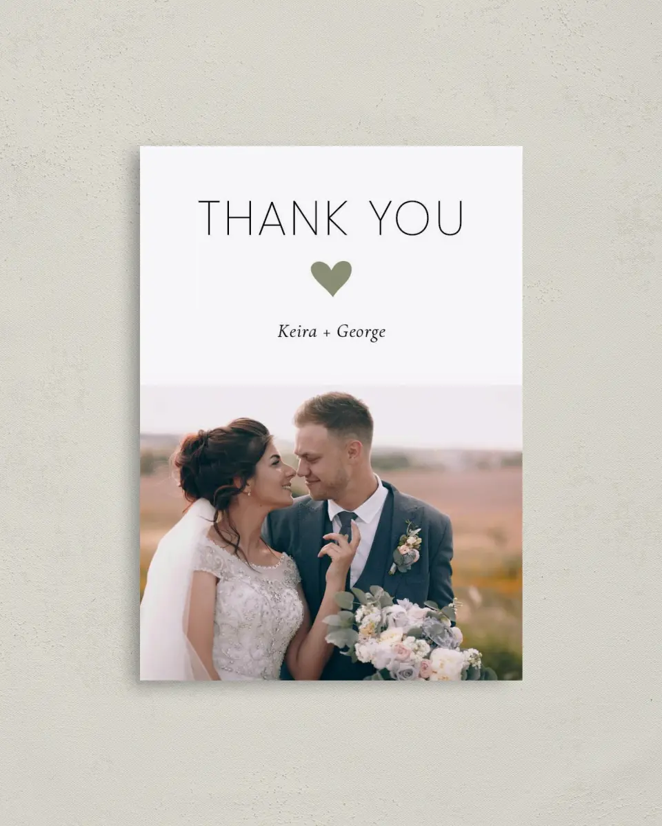 This is a 4" x 5.6" Thank You Postcard called Heavenly Hearts printed in full color on Soft Touch Finish paper
