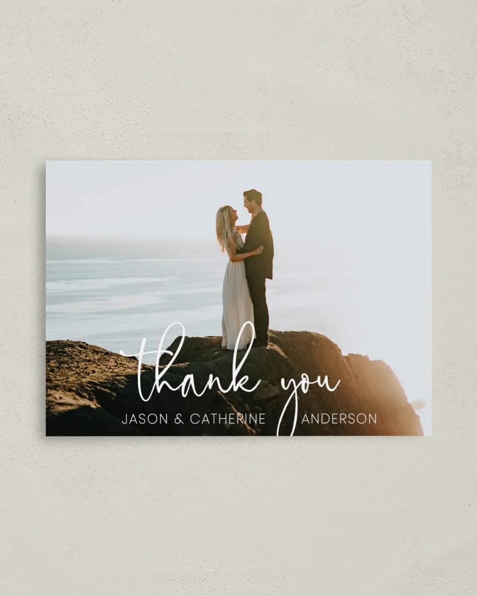 This is a 4" x 5.6" Thank You Postcard called Enchanting Sea printed in full color on Soft Touch Finish paper