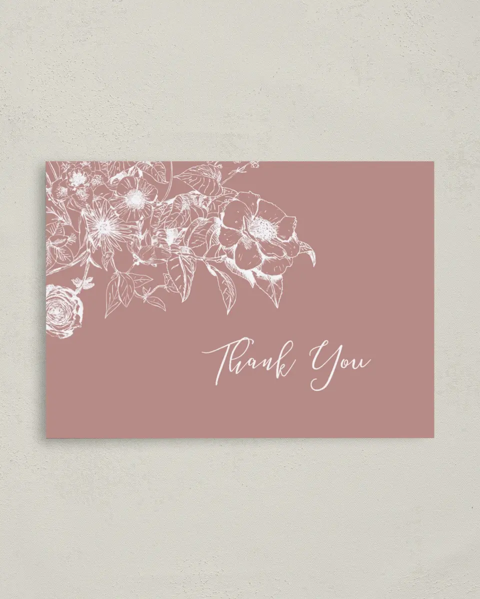 This is a 4" x 5.6" Newlywed called Spring Floral printed in full color on Soft Touch Finish paper