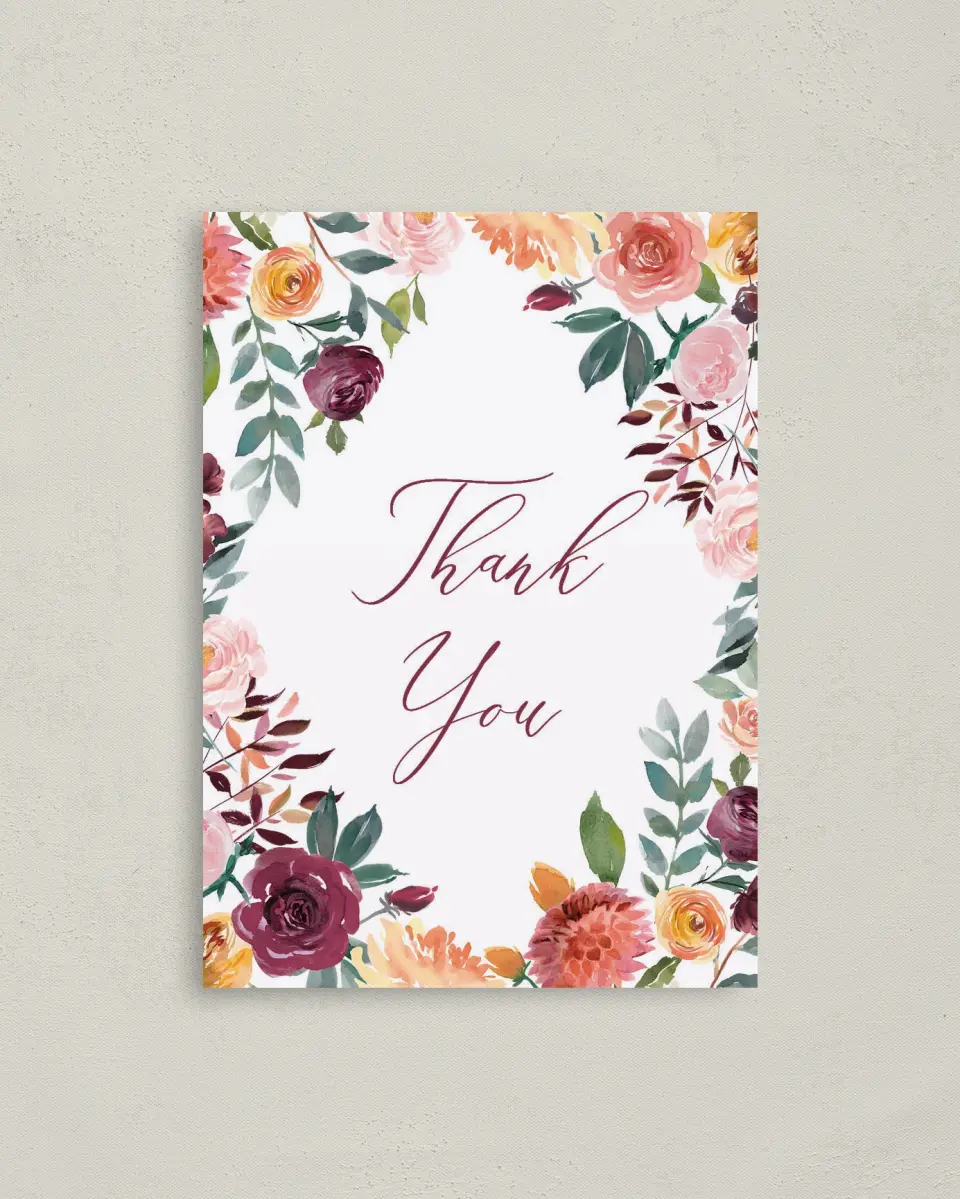 This is a 4" x 5.6" Newlywed called Bouquet Bliss printed in full color on Soft Touch Finish paper